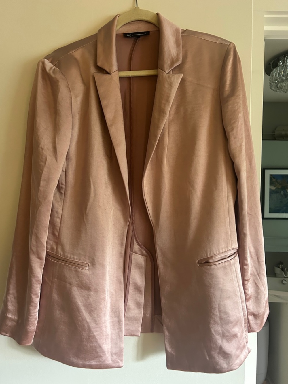 INC International Concepts Rose Satin Open-Front Blazer